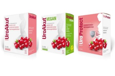 UroAkut, UroAkut Vegan und UroProtect Sachets von Kwizda Pharma leisten Abhilfe bei Blasenentzündungen.